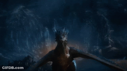 A Dragon Is Flying Through A Cloudy Sky And The Word Am Is On The Bottom Right GIF