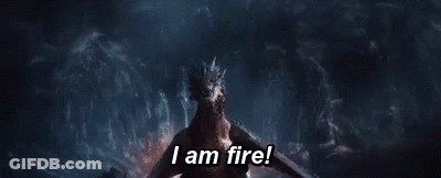A Dragon Is Flying Through The Air And Saying `` I Am Fire ! '' GIF