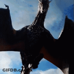 A Dragon With Its Wings Spread Is Flying In The Sky GIF