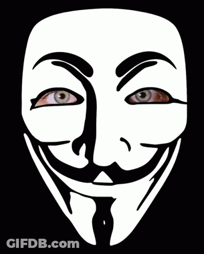 A Drawing Of A Anonymous Mask With A Wink On His Face GIF