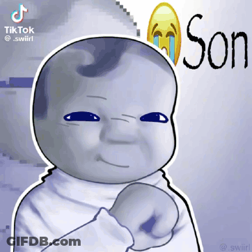 A Drawing Of A Baby With A Tear Coming Out Of His Eye And The Word Son On The Bottom GIF