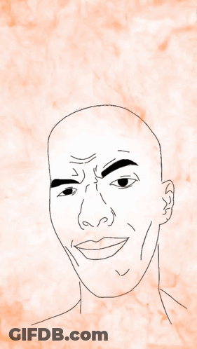A Drawing Of A Bald Man 'S Face With A Smile On His Face GIF