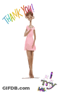 A Drawing Of A Ballerina In A Pink Dress With The Words Thank You Above Her GIF