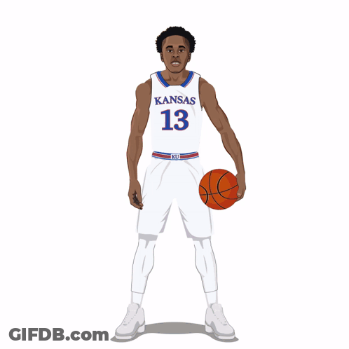 A Drawing Of A Basketball Player For Kansas GIF