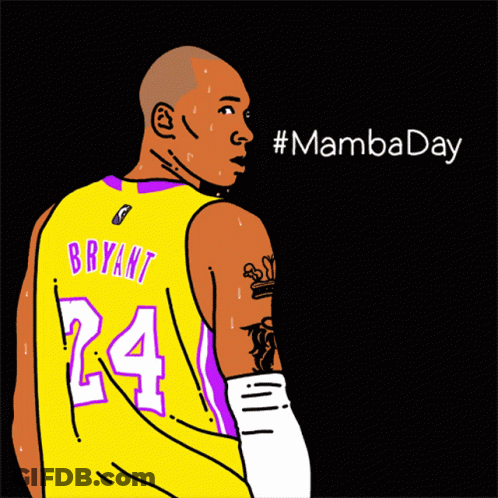 A Drawing Of A Basketball Player With Bryant 24 On His Jersey GIF