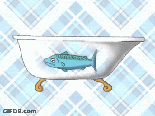 A Drawing Of A Bathtub With A Fish Inside Of It GIF