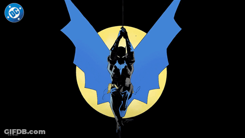 A Drawing Of A Batman With A Dc Logo In The Corner GIF