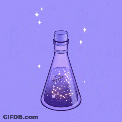 A Drawing Of A Beaker With Planets In It GIF