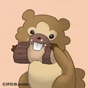 A Drawing Of A Beaver Holding A Log In Its Mouth GIF