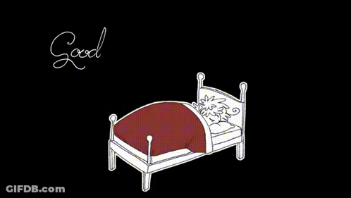 A Drawing Of A Bed With The Words " Goodnight Joe Hawley " Written Above It GIF