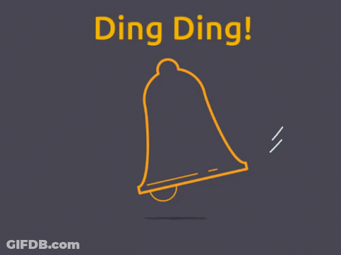 A Drawing Of A Bell With The Words " Ding Ding " Above It GIF