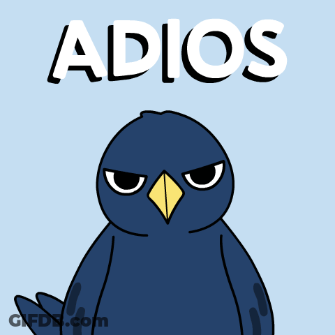 A Drawing Of A Bird With The Word Adios Written Above It GIF