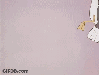 A Drawing Of A Black And White Bird With Its Wings Spread GIF