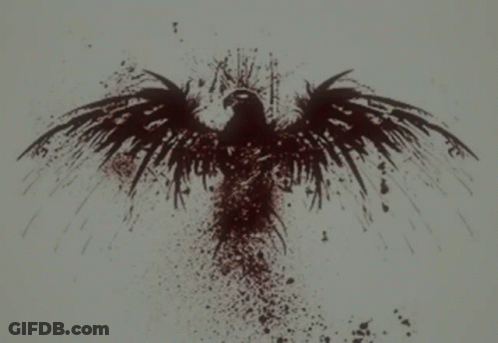 A Drawing Of A Black Bird With The Words Serve Protect Execute Below It GIF