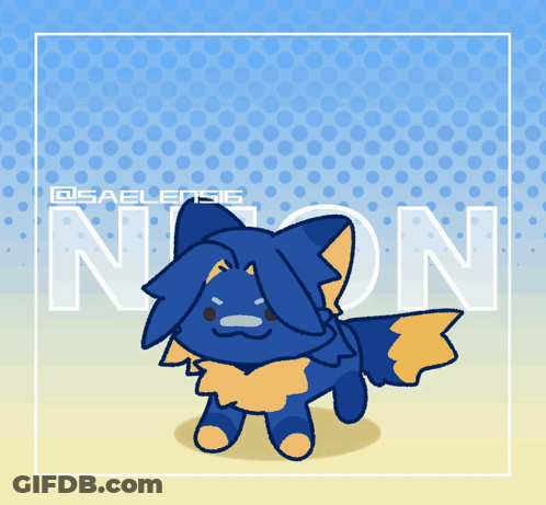 A Drawing Of A Blue And Orange Animal With The Letters N On It GIF