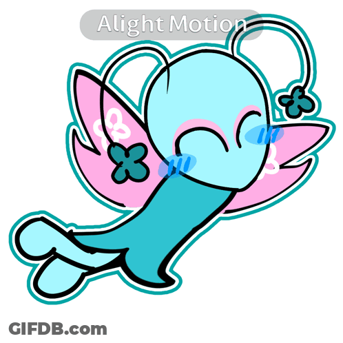 A Drawing Of A Blue And Pink Butterfly With The Words Alight Motion Above It GIF
