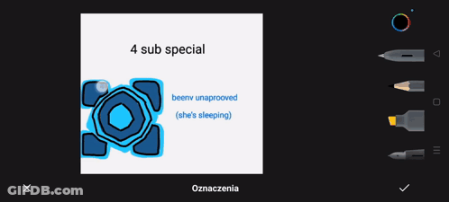 A Drawing Of A Blue Circle And The Words 4 Sub Special GIF