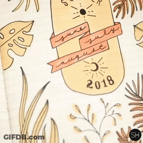 A Drawing Of A Bottle With The Words Summer June July August 2018 On It GIF