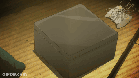 A Drawing Of A Box With A Spool Of Thread On It GIF