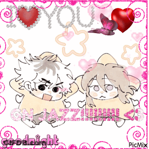 A Drawing Of A Boy And A Girl With The Words I Love You GIF