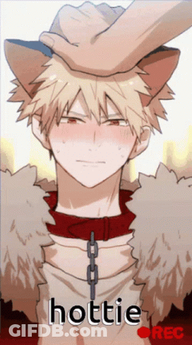 A Drawing Of A Boy With A Cat Ear And The Word Hottie GIF