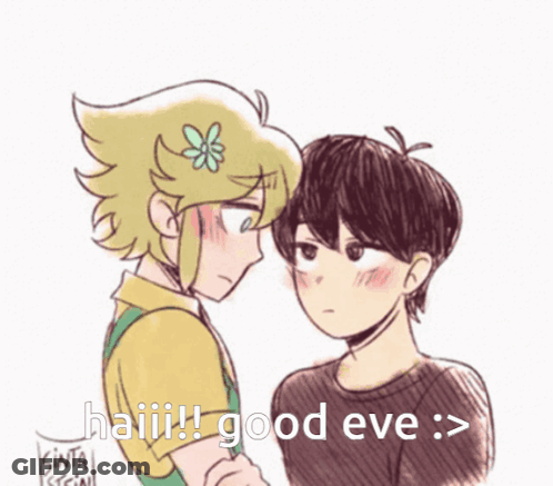 A Drawing Of A Boy With A Flower In His Hair Says Haiii Good Eve > GIF