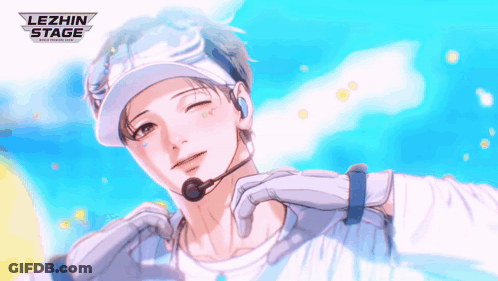A Drawing Of A Boy With A Lezhin Stage Logo GIF
