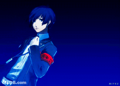 A Drawing Of A Boy With Blue Eyes And The Name Miyku On The Bottom Right GIF
