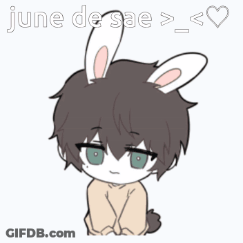A Drawing Of A Boy With Bunny Ears Says June De Sae GIF