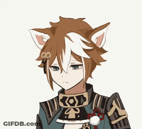 A Drawing Of A Boy With Cat Ears On His Head . GIF