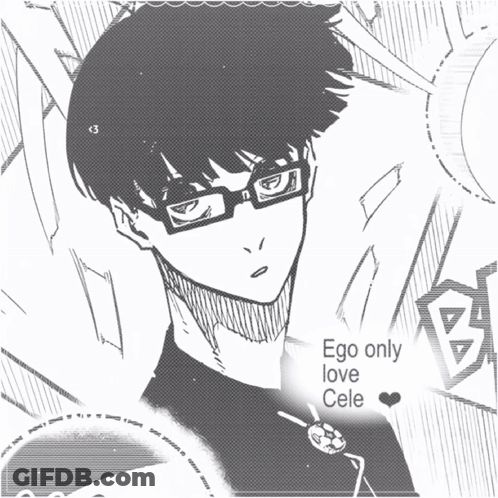 A Drawing Of A Boy With Glasses And The Words Ego Only Love Cele On The Bottom GIF