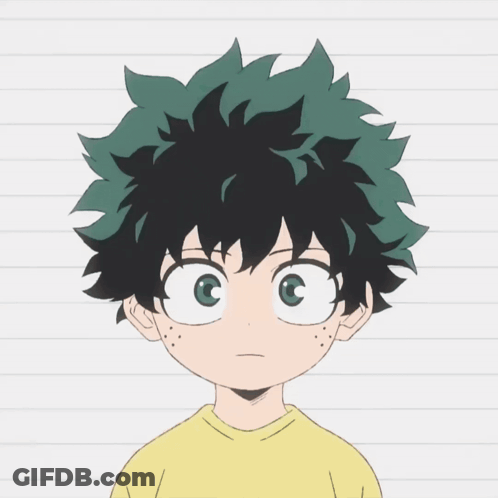A Drawing Of A Boy With Green Hair And A Yellow Shirt GIF