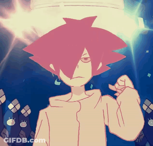 Drawing Of Boy With Pink Hair And White Shirt GIF