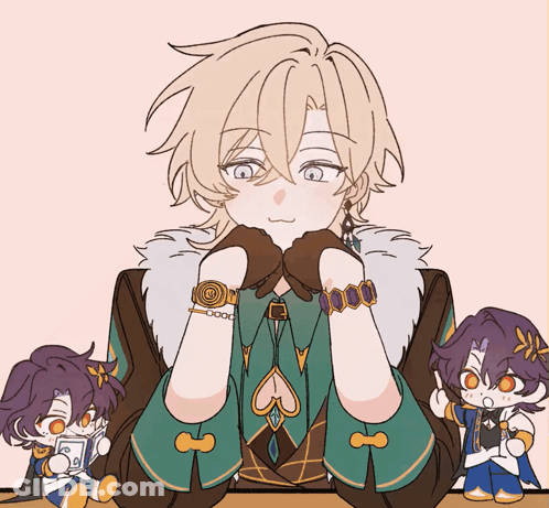 A Drawing Of A Boy With Purple Eyes And A Watch That Says 0000 On It GIF