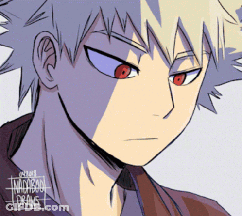 A Drawing Of A Boy With Red Eyes And The Year 2018 On The Bottom Left GIF