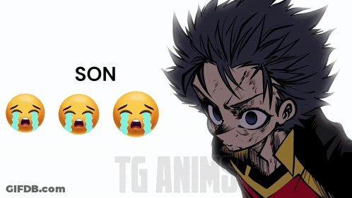 A Drawing Of A Boy With Tears Coming Out Of His Eyes And The Words Son Tg Anime On The Bottom GIF