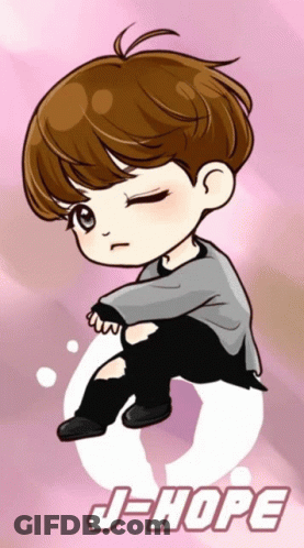 A Drawing Of A Boy With The Name J-Hope On The Bottom GIF