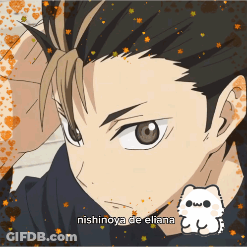 A Drawing Of A Boy With The Name Nishinoya De Eliana On It GIF