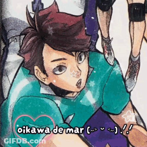 A Drawing Of A Boy With The Name Oikawa De Mar Written On It GIF
