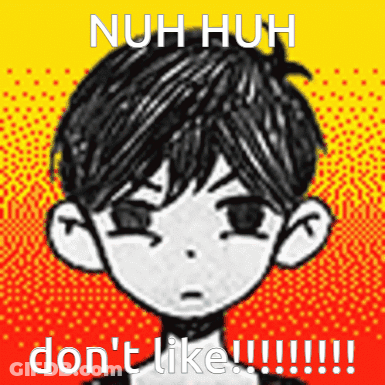 A Drawing Of A Boy With The Words Nuh Huh Don 'T Like GIF