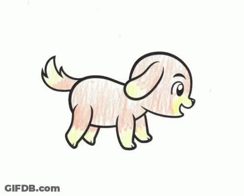 A Drawing Of A Brown And Black Dog With A White Background GIF