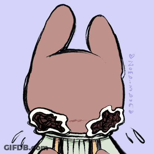 A Drawing Of A Bunny With A Purple Background And The Name Noea-Mono GIF