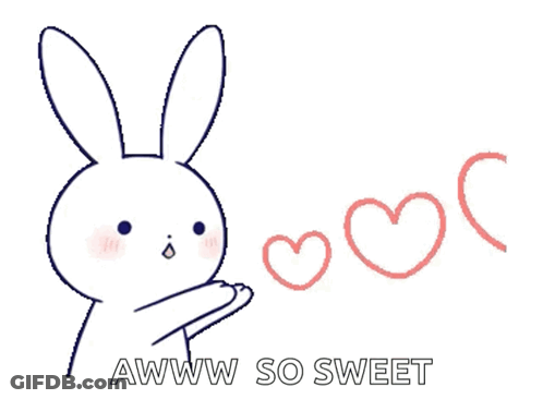 A Drawing Of A Bunny With Hearts Coming Out Of Its Mouth GIF