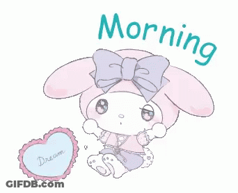 A Drawing Of A Bunny With The Words Morning Written Above It GIF