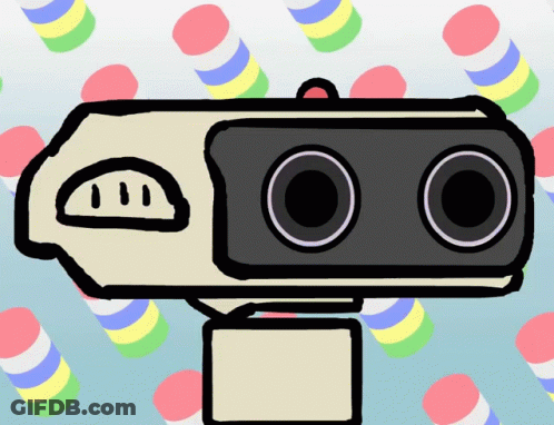 A Drawing Of A Camera With Three Lenses On It GIF