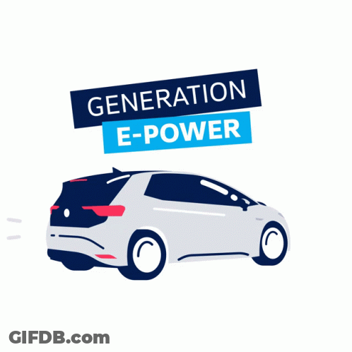 A Drawing Of A Car With The Words Generation E-Power Behind It GIF