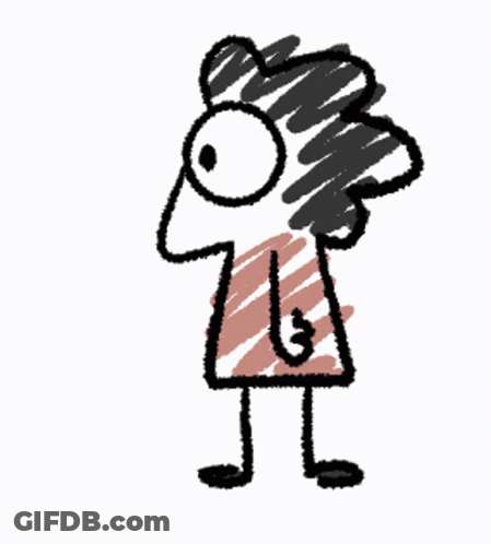 A Drawing Of A Cartoon Character With A Big Eye And Long Hair GIF