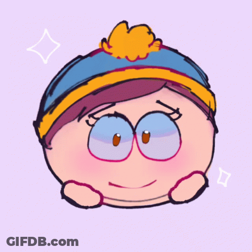 A Drawing Of A Cartoon Character With A Blue Hat And Yellow Pom Pom GIF