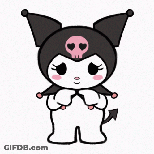 A Drawing Of A Cartoon Character With A Pink Skull On Her Head GIF