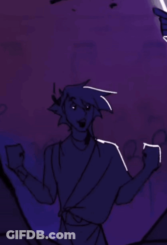 A Drawing Of A Cartoon Character With A Purple Background GIF
